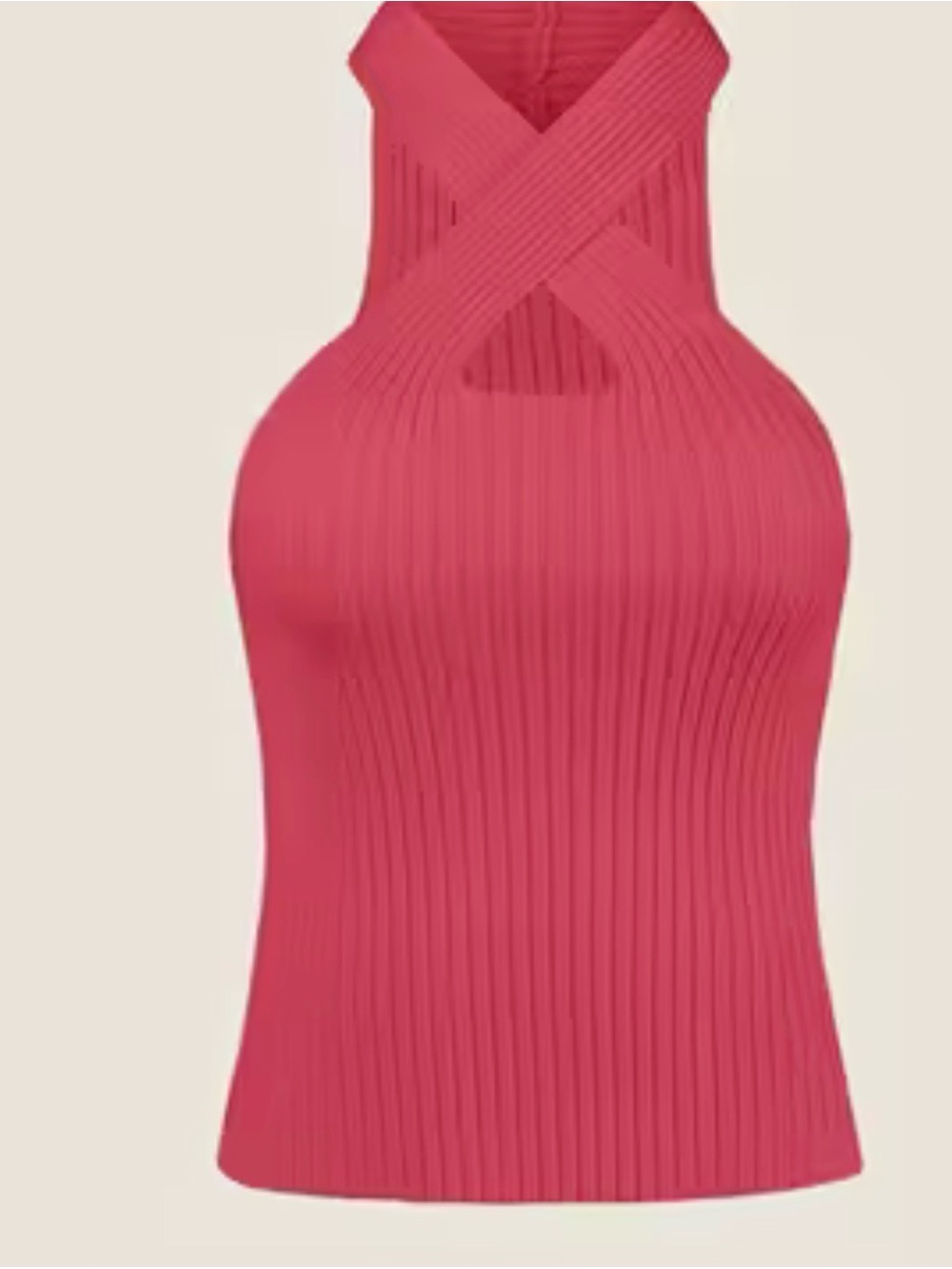 Ribbed Crisscross Halter Tank Top - Pink